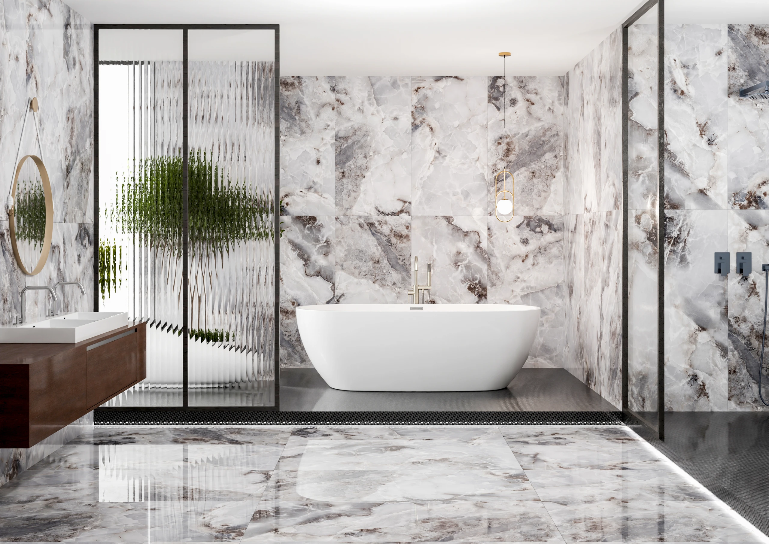 Star Gray - Premium Iris finish Onyx ceramic tiles - Sez Industries
